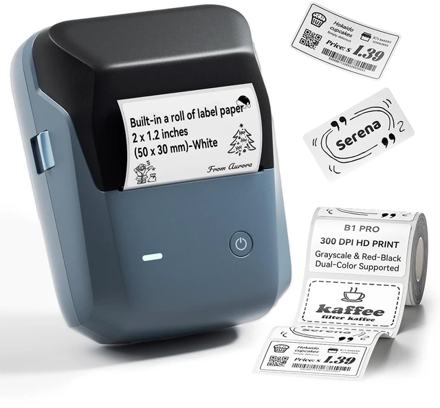 Main image of NIIMBOT B1Pro Label Maker, 300DPI HD Sticker Printer for Photo, Blue | Red&Black Dual-Color Label Printer for Stores, Small Business, Built-in a Roll of Label(2 x 1.2 inches-White)