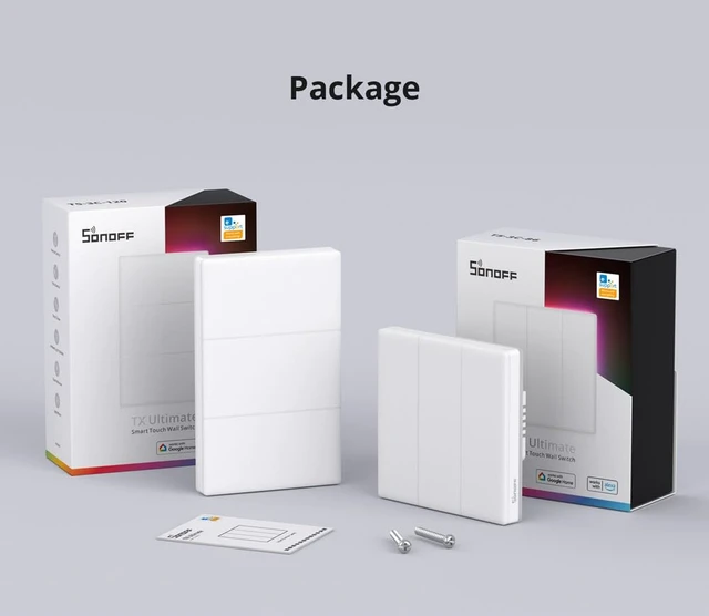 Alt view image 2 of 7 - SONOFF Smart Light Switch, 2.4GHz WiFi Interruptor Inteligente, Neutral Wire Required, Voice Control with Alexa and Google Home, Touch Button, Wall Mounting, T5 4 Gang 1 Way