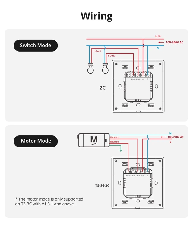 Alt view image 3 of 7 - SONOFF Smart Light Switch, 2.4GHz WiFi Interruptor Inteligente, Neutral Wire Required, Voice Control with Alexa and Google Home, Touch Button, Wall Mounting, T5 4 Gang 1 Way