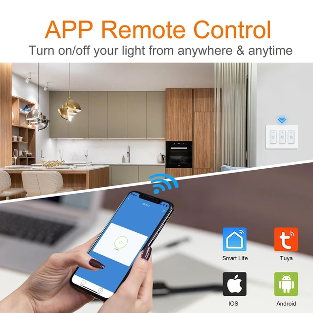 Alt view image 3 of 7 - Smart Light Switch WiFi Switch Touch Wall Switch 3 Gang | Compatible with Alexa Google Home and IFTTT, Voice and Remote Control, No Hub Required