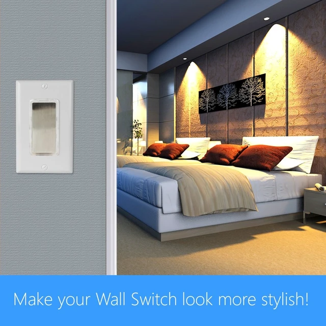 Alt view image 3 of 7 - SK-7A Wireless DIY 3-Way Dimmable On Off Anywhere Lighting Home Control Dimmer Wall Switch Set with Snap On Cover, no neutral wire required.