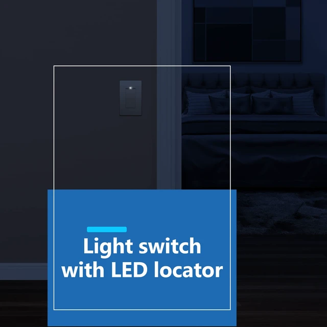 Alt view image 5 of 7 - LIDER Lighted Decorator Switch, Frameless Paddle Light Switch, 3-Way, 15A | Locator Light, UL Listed, Matte Gold, Grounding Screw, Polycarbonate Thermoplastic, Guide Light, Single-Pole Compatible