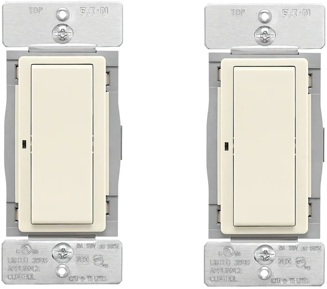 Main image of WFSW15-LA-SP-L Pack of 2 Wi-Fi Smart Decorator Switches; Light Almond; 60 Hz, 120V; 15A; Flush Mount; Back and Side Wire; Single-Phase; Single-Pole; 3-Way