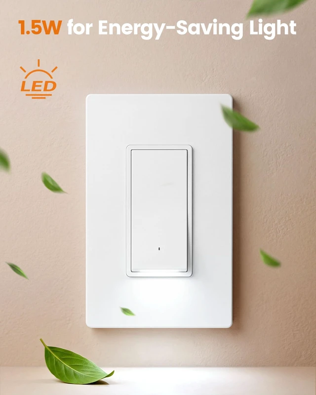 Alt view image 5 of 7 - SURAIELEC 3-Way Switch with Guide Light, 3000K LED Night Light, UL Listed | Dusk-to-Dawn Light Switch, 15A 120/277V 3-Way Switch for Stairs, Hallways & Bedrooms, Wall Plate Included, 4Pcs
