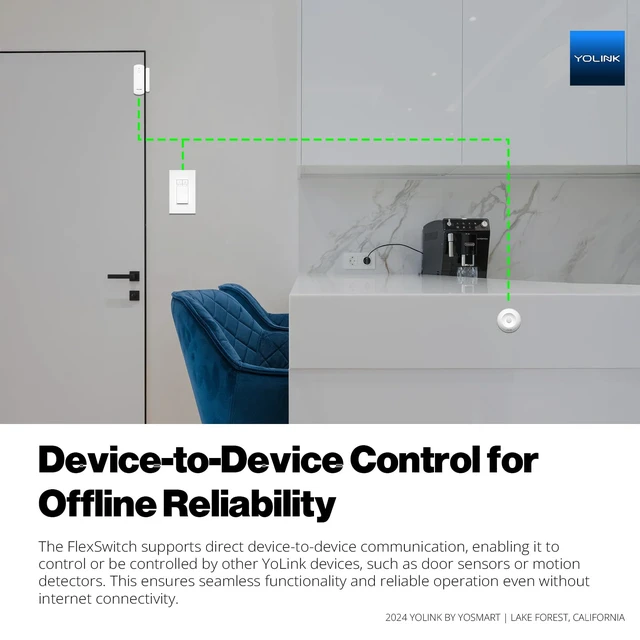 Alt view image 7 of 7 - YoLink FlexSwitch Smart Light Switch, No Neutral Wire, YS5709 | Timers, Overheat Protection, Up to 2.5-Year Battery Life, LoRa YoLink Protocol Up to 2034 Feet, YoLink Hub Required