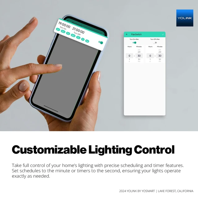 Alt view image 6 of 7 - YoLink FlexSwitch Smart Light Switch, No Neutral Wire, YS5709 | Timers, Overheat Protection, Up to 2.5-Year Battery Life, LoRa YoLink Protocol Up to 2034 Feet, YoLink Hub Required