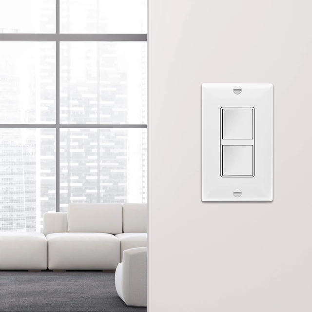 Alt view image 7 of 7 - ENERLITES White Double Paddle Decorator Single Pole Switch, 15A, 5 Pack | Rocker Combination design, 120-277VAC, Clamp-Type Back Insert Wiring, Copper Wires Only, Residential/Commercial Grade