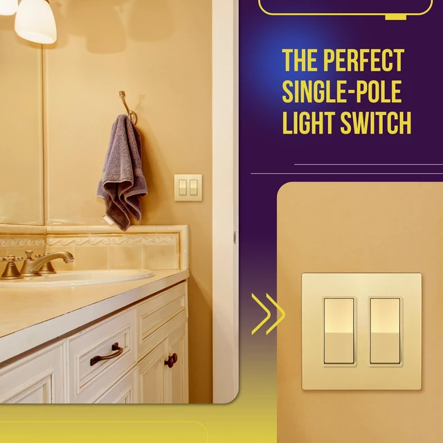 Alt view image 3 of 7 - ENERLITES Gold Single Pole Decorator Paddle Light Switch, 15A, 10 Pack | Decorative Rocker Switch, 120V/277V, 3 Wire, Grounding Screw, Residential Grade, Gloss Finish, UL Listed
