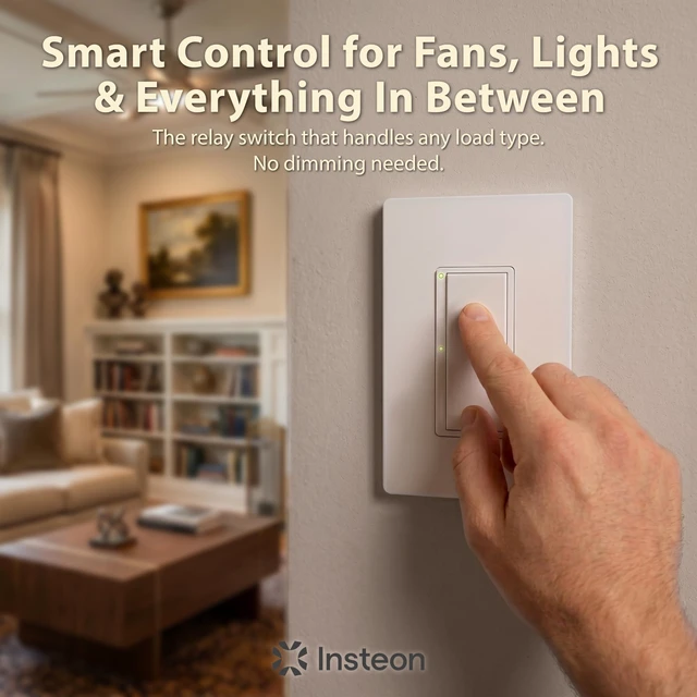 Alt view image 3 of 6 - Insteon Smart On/Off Wall Switch, Lights, Fans & Motors Up to 1HP - 2477S | 1800W, Dual-Band Smart Scene Controller, Neutral Wire Required, Hub Only Required for Amazon Alexa & Google Home Assistant