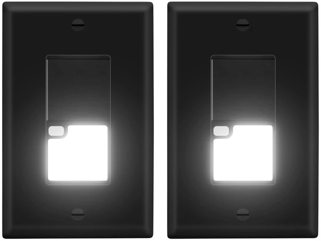 Main image of LIDER LED Guide Light Paddle Switch, 125VAC/15A, Matte Black, 2-Pack | Night Light, 3-Way Or Single Pole, UL Listed, Thermoplastic, Operates Automatically