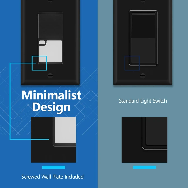 Alt view image 4 of 7 - LIDER LED Guide Light Paddle Switch, 125VAC/15A, Matte Black, 2-Pack | Night Light, 3-Way Or Single Pole, UL Listed, Thermoplastic, Operates Automatically