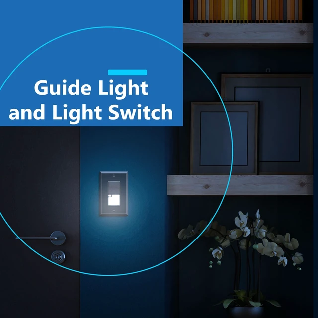 Alt view image 5 of 7 - LIDER LED Guide Light Paddle Switch, 125VAC/15A, Matte Black, 2-Pack | Night Light, 3-Way Or Single Pole, UL Listed, Thermoplastic, Operates Automatically