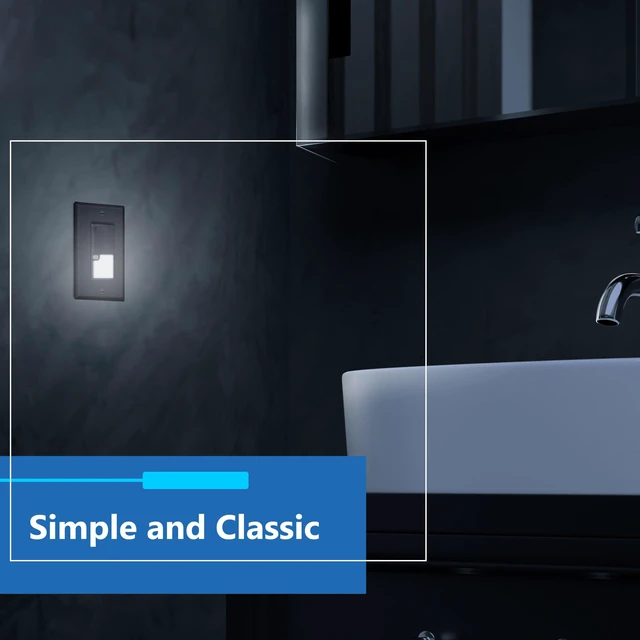 Alt view image 6 of 7 - LIDER LED Guide Light Paddle Switch, 125VAC/15A, Matte Black, 2-Pack | Night Light, 3-Way Or Single Pole, UL Listed, Thermoplastic, Operates Automatically