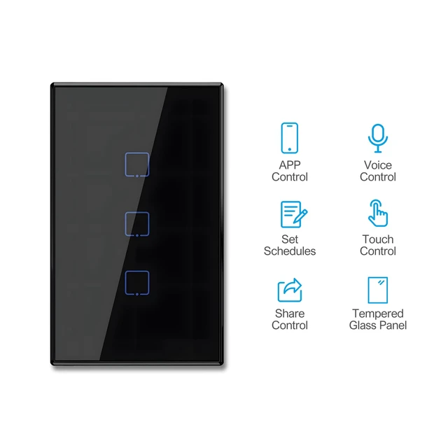 Alt view image 2 of 6 - ALLYES Smart Light Switch2.4GHz WiFi Touch Smart Wall Switch for Lights, Suitable for Hexagon Garage Lights, Compatible with Alexa and Google Home 3 Gang 1 Way