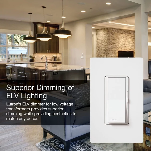 Alt view image 2 of 5 - Lutron Diva Electronic Low Voltage Dimmer | 300-Watt, Single-Pole or 3-Way | DVELV-303P-WH, White