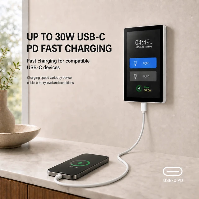 Alt view image 4 of 7 - LANBON L10 FusionCharge 4.5-Inch LCD Smart Light Switch with 30W USB-C PD Fast Charging, LANBON Smart Living App, 1- or 2-Load Control, 2.4GHz WiFi, Neutral Wire Required, Single-Gang Only