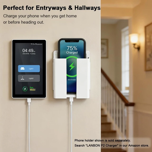 Alt view image 6 of 7 - LANBON L10 FusionCharge 4.5-Inch LCD Smart Light Switch with 30W USB-C PD Fast Charging, LANBON Smart Living App, 1- or 2-Load Control, 2.4GHz WiFi, Neutral Wire Required, Single-Gang Only