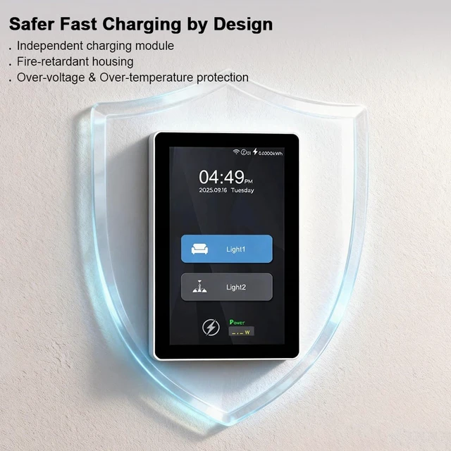Alt view image 5 of 7 - LANBON L10 FusionCharge 4.5-Inch LCD Smart Light Switch with 30W USB-C PD Fast Charging, LANBON Smart Living App, 1- or 2-Load Control, 2.4GHz WiFi, Neutral Wire Required, Single-Gang Only