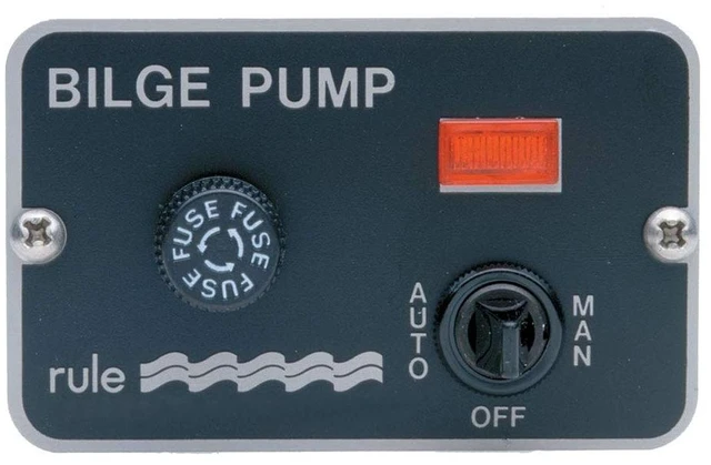 Main image of Rule 42 3-Way Panel Lighted Pump 24/32V DC Switch Toggle, 3-1/4" L x 2" W