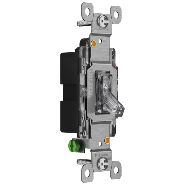Alt view image 2 of 7 - ENERLITES Illuminated Toggle Light Switch, 15 Amp, Single Pole, 10 Pack | Clear toggle lighted switch, gentle orange glow from edges, dark-space navigation, UL Listed, easy to install, versatile use