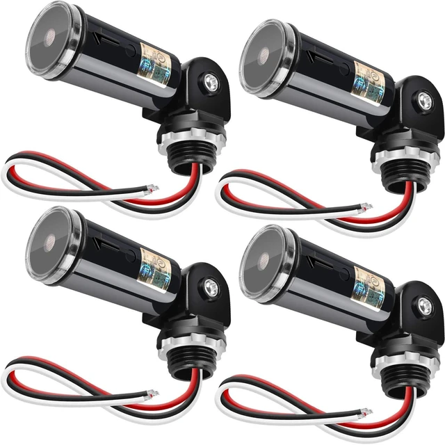 Main image of 4 Pack Dusk to Dawn Sensor for Outdoor Lighting, 120-277V Photoelectric Switch, UL Listed Photocell Light Sensor Hardwired, IP65 Photocell with Swivel Mount for Most Outdoor Lighting Fixtures