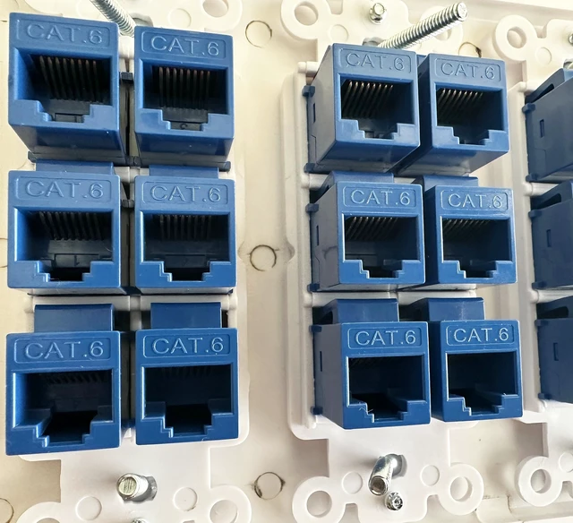Alt view image 5 of 7 - DIYTECH 24 Port Ethernet Wall Plate, Cat6 RJ45 Keystone, 4 Gang - White | 24 Port Keystone Wall Plate with Cat6 RJ45 Female to Female Jacks; 4-Gang Ethernet Network Faceplate for In-Wall Wiring