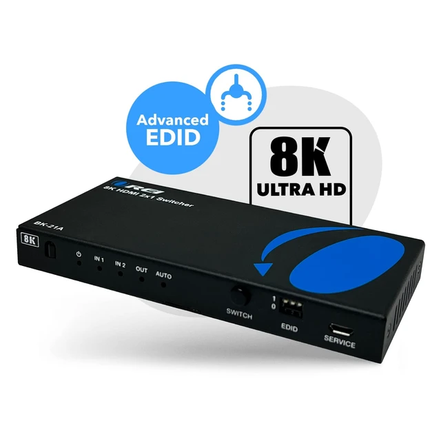 Alt view image 6 of 7 - OREI 8K HDMI 2.1 2-Port Switch with Audio Extractor 48 Gbps, 8K@60Hz, EDID | hdmi switch with audio extractor, hdmi 2 in 1 out, Audio Out, HDCP 2.3, Gaming & Streaming, IR Remote, Plug & Play