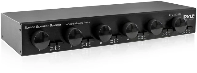 Main image of Pyle 6 Channel High Power Stereo Speaker Selector with Volume Control - Rugged and Durable Housing Construction, Cabinet Heat Sink, Plug and Play Easy Install - PLSHVC612