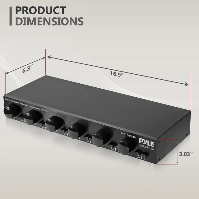 Alt view image 7 of 7 - Pyle 6 Channel High Power Stereo Speaker Selector with Volume Control - Rugged and Durable Housing Construction, Cabinet Heat Sink, Plug and Play Easy Install - PLSHVC612