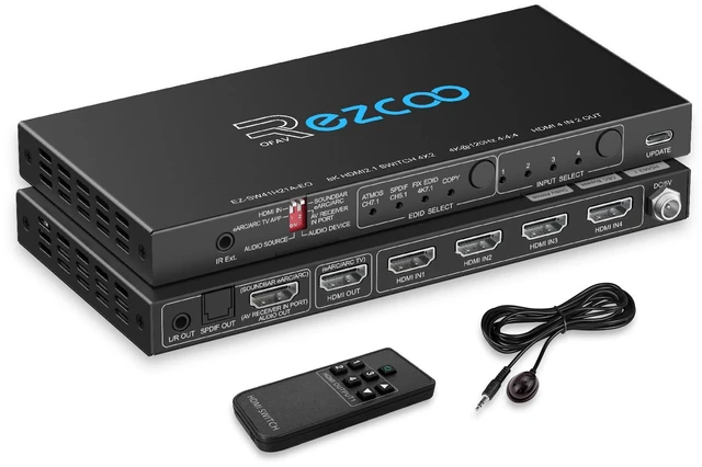 Main image of HDMI 2.1 Switch 4K 120Hz 4 in 1 Out with Audio Extractor VRR ALLM HDCP2.3 ARC eARC HDR CEC SPDlF Optical and 3.5mm Audio,D-olby Atmos,Digital EDID for PS5 Xbox NVIDIA AMD