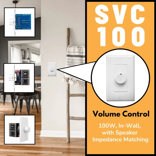 Alt view image 6 of 6 - OSD Audio 100W in Wall Volume Control Impedance Matching for Home Speakers, Rotary Knob White SVC100