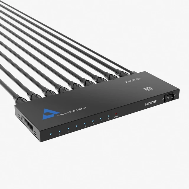 Main image of HDMI Splitter 1 in 8 Out, Arvitek 1x8 HDMI Splitter for HDTV TV Monitor, 4K@30Hz, Mirror 1 Source to 8 Displays Simultaneously, (Mirror Only)