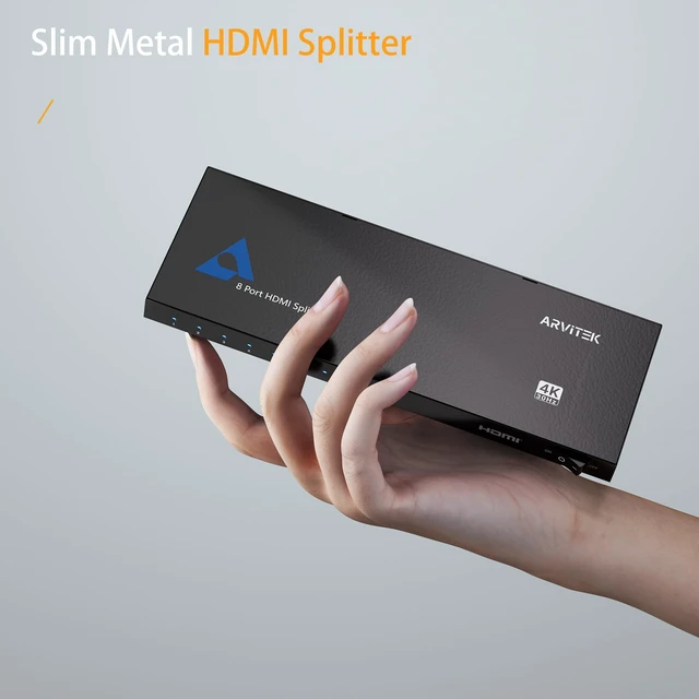 Alt view image 5 of 6 - HDMI Splitter 1 in 8 Out, Arvitek 1x8 HDMI Splitter for HDTV TV Monitor, 4K@30Hz, Mirror 1 Source to 8 Displays Simultaneously, (Mirror Only)