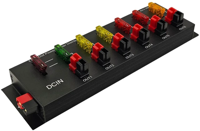Main image of 6 Out Power Pole Distribution Block Power Splitter Distributor Source Strip | 1 in 6 out Connector Power Divider Power Board 40Amp