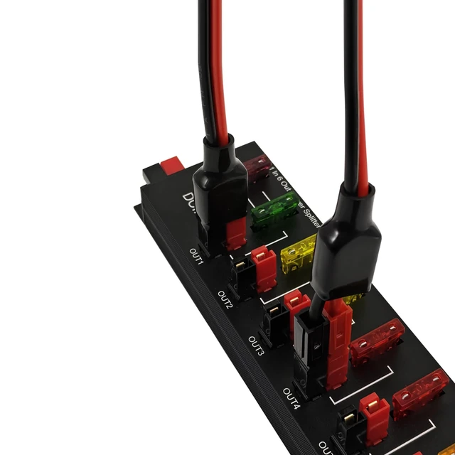 Alt view image 3 of 6 - 6 Out Power Pole Distribution Block Power Splitter Distributor Source Strip | 1 in 6 out Connector Power Divider Power Board 40Amp