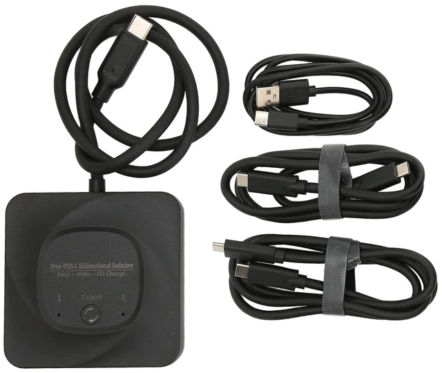 Main image of USB C Switcher, ABS 8K 60Hz HD Type C 2 in 1 Output Plug and Play Bi Direction Switcher Splitter with Power Indicator for PCs