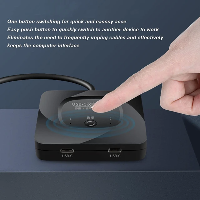 Alt view image 4 of 7 - USB C Switcher, ABS 8K 60Hz HD Type C 2 in 1 Output Plug and Play Bi Direction Switcher Splitter with Power Indicator for PCs