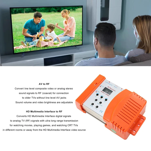 Alt view image 3 of 7 - Cunyuer RF Modulator HDMI Modulator for PAL NTSC Format, AV to RF Coaxial Converter, w/Antenna in/Out & Channel Switch, HDMI to RF, for Home TV, HDTV Tuner, Game Console PS3 AC 90240V