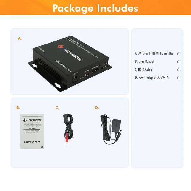 Alt view image 7 of 7 - J-Tech Digital ® ProAV ® Unlimited N x N HDMI Extender Over Ethernet Cat6 Extender Matrix 12X12 8X8 Switch Switcher Extender by Single Ethernet Cable up to 400ft (Transmitter)