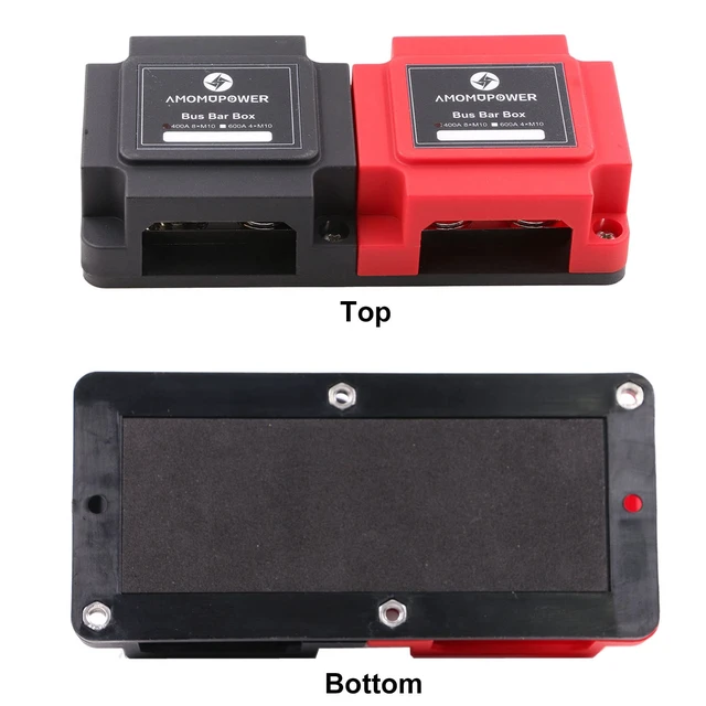 Alt view image 6 of 6 - Gloaso Bus Bar Copper 12V- 48V 400A Busbar Heavy Duty 8X 5/16" (M8) Posts Terminal Power Distribution Block, DC Battery Buss Bar with Cover for Car Automotive Marine RV Solar PV Boat Camper, Red&Black