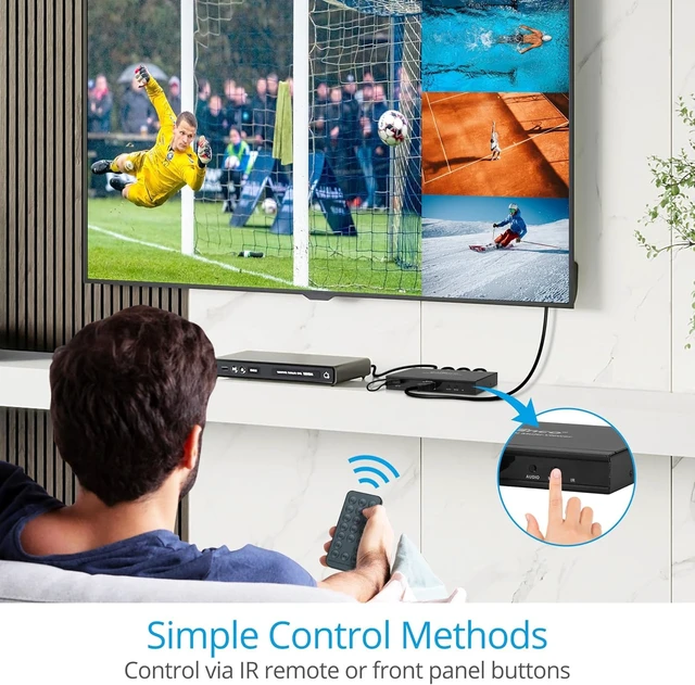 Alt view image 4 of 7 - gofanco 1080p 4x1 HDMI Multi Viewer (QuadView) | View 4 HDMI Sources on 1 Screen, 1080p Quad/Dual/Single Modes, IR Remote, Ideal for Security, Gaming & Monitoring QuadView