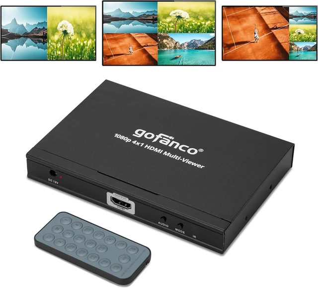 Alt view image 7 of 7 - gofanco 1080p 4x1 HDMI Multi Viewer (QuadView) | View 4 HDMI Sources on 1 Screen, 1080p Quad/Dual/Single Modes, IR Remote, Ideal for Security, Gaming & Monitoring QuadView