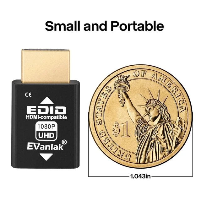 Alt view image 6 of 6 - EVanlak Mini HDMI EDID Emulator Passthrough - 1080p to 4K@60Hz | Compact Design | Supports HDMI Switches, Extenders, AV Receivers, Video Splitters-8pc