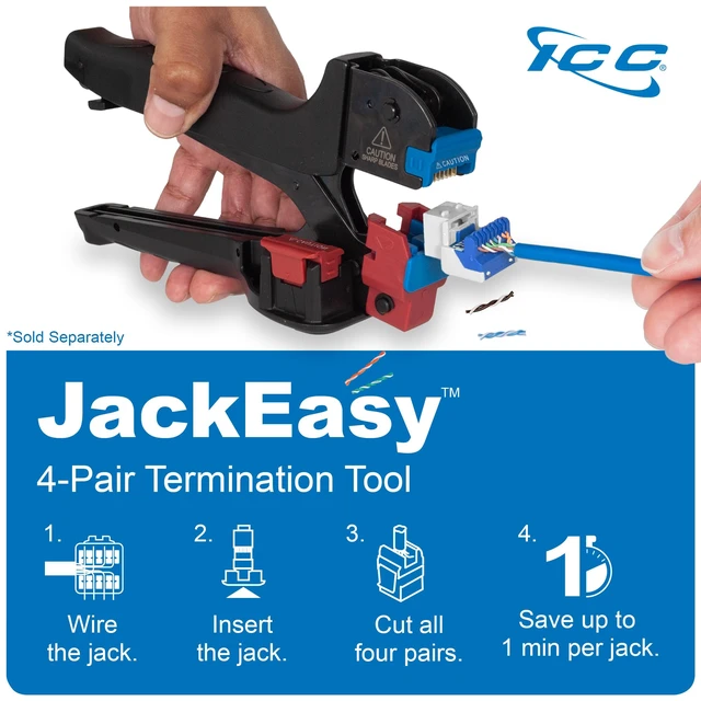 Alt view image 3 of 7 - ICC CAT5e RJ45 Keystone Jack, Inline IDC Wide Body, White, 25-Pack | Wide body inline IDC, no pair splitting, UL Listed, PoE++, TAA compliant, wiring cap per jack, fits most keystone plates