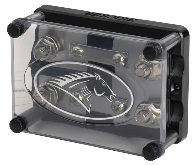 Alt view image 2 of 7 - Kicker 50HPFD2 Warhorse 2-Output Fused Distribution Block | Dual amp power feeds, built-in circuit protection, clean amplifier wiring