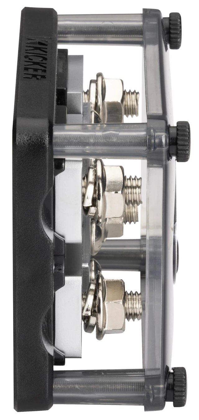 Alt view image 5 of 7 - Kicker 50HPFD2 Warhorse 2-Output Fused Distribution Block | Dual amp power feeds, built-in circuit protection, clean amplifier wiring