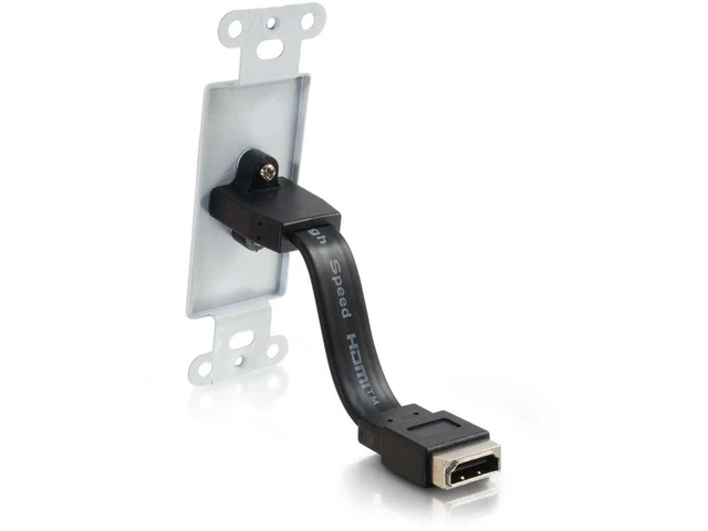Alt view image 2 of 2 - C2G Legrand HDMI/VGA Wall Plate, Brushed Aluminum Pass Through Wall Plate, Single Gang Wall Plate, Computer Wall Plate, 1 Count, C2G 41013