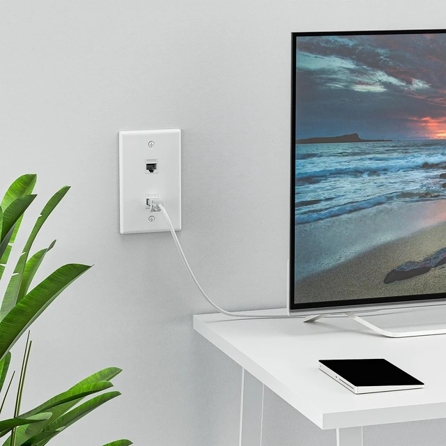 Alt view image 5 of 7 - FGB 2-Port Keystone Wall Plate, with Low Voltage Mounting Bracket, 20 Pack | with Single Gang Decorator Wall for RJ45, HDMI, and Coax Keystone Inserts, White, Cat Ethernet Wall Plate