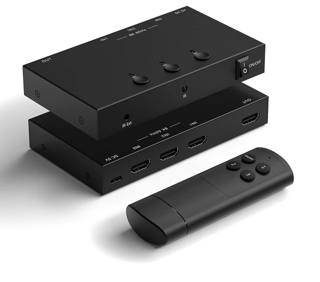 Main image of 8K@60Hz HDMI 2.1 Switch 3 in 1 Out, 40Gbps Ultra HD 4K 120Hz, HDR10/Dolby Vision, 3D, Supports DTS-HD, Dolby TrueHD Compatible with PS5/4 Xbox Nintendo Switch Roku Apple TV Fire Stick Gaming PC