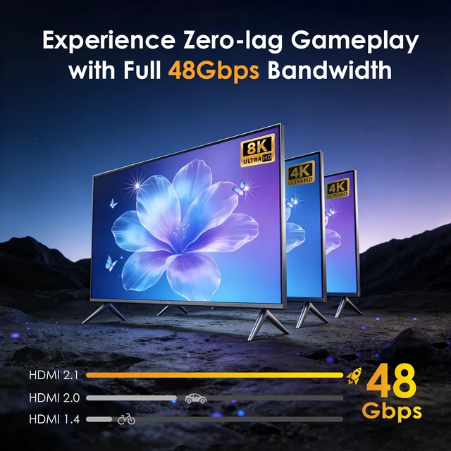 Alt view image 5 of 7 - 8K@60Hz HDMI 2.1 Switch 3 in 1 Out, 40Gbps Ultra HD 4K 120Hz, HDR10/Dolby Vision, 3D, Supports DTS-HD, Dolby TrueHD Compatible with PS5/4 Xbox Nintendo Switch Roku Apple TV Fire Stick Gaming PC